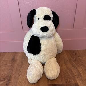 Jellycat Bashful Puppy Dog Jumbo Plush Stuffed Toy Cream Black “Really Big” 26in